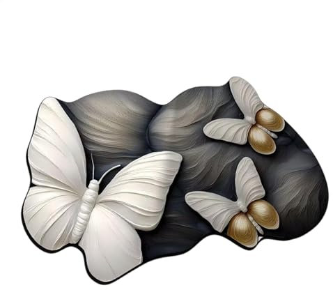 Tapis de bain papillon, paillassons papillon | Tapis d'absorption, motif réaliste 3D Absorption de glissement Séchage rapide Papillon Fleurs Tapis pour salle de bain Cuisine
