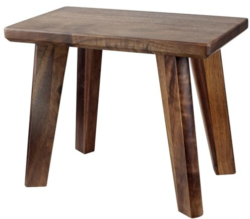 GLIBBUL Wooden Step Stool Walnut Wood Portable Small Foot Stool Assembled Ready to Use in Kitchen Garden Living Room Bathroom Classroom Easy Use