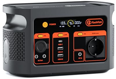 FlashFish Generateur Electrique Portable 300W avec 179,2Wh Batterie LiFePO4, Charge Rapide de 0 à 80% en 1H, EU Prise 220-240V, EPS, Station Électrique Portable pour Camping, RV, Voyages, Urgence