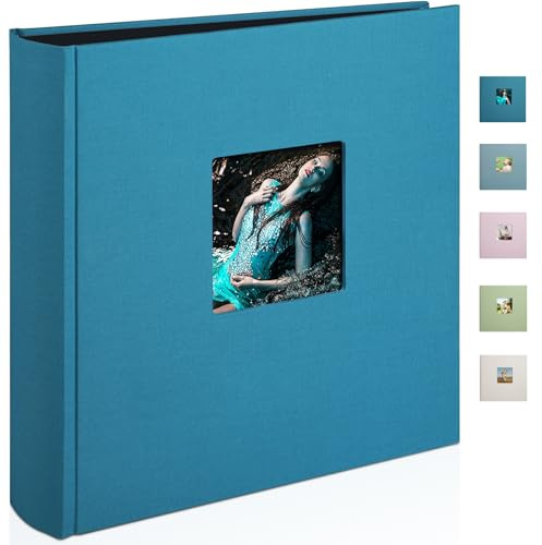 1DOT2 Leinen Fotoalbum, 30x30cm, Pfauenblau
