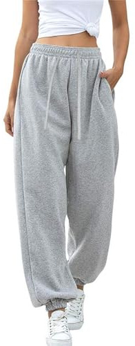 Oyamiki Joggers for Women UK Baggy Sweatpants Casual Tracksuit Bottoms Drawstring High Waisted Trousers Comfy Fleece Lined Pants with Pockets