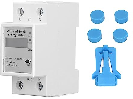 Contatore di energia Wi-Fi, interruttore per contatore di potenza intelligente, controllo vocale, monitoraggio remoto, impostazione timer, condivisione domestica, montaggio su gui