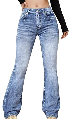 Pantalón Vaquero Mujer Pantalones Vaqueros Tejanos Rectos Ropa Primavera Invierno Pantalon Casual Ancho Elasticos Ligero Tallas Grandes Baggy