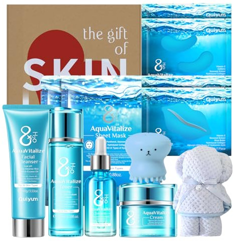 QUIYUM Anti-aging hudvård set kvinnor, presentförpackning ansiktsvård 12 delar