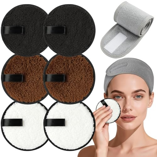 HOTUT Riutilizzabili per Rimozione Make Up,7 Pezzi Panni Struccanti Lavabili,Dischetti Struccanti Lavabili,Asciugamano Detergente Viso in Microfibra,Panno Microfibra Viso Riutilizzabili