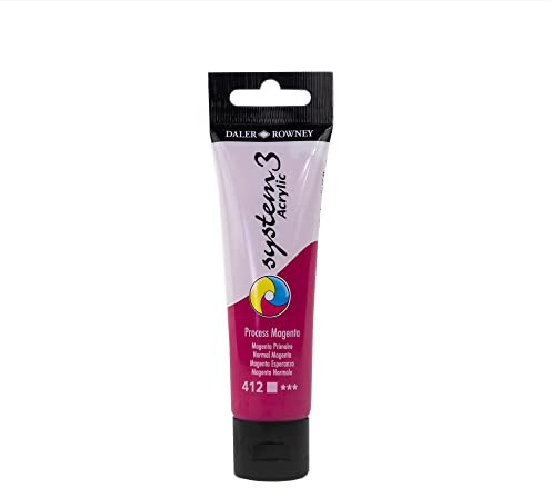 Daler Rowney System3 Process Magenta 59 ml akrylfärg tub - akrylmålning tillbehör för konstnärer och studenter - konstnärsfärg för väggmålningar canvas och mer - konstfärg för alla färdigheter