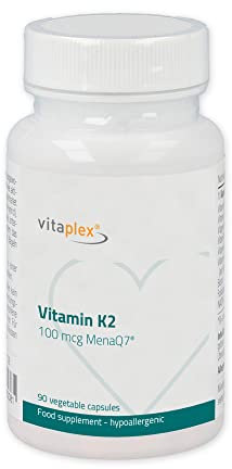 Vitaplex Vitamin K2 Kapseln hochdosiert MK-7 (100 mcg, 90 Tabletten) - natürliche Vitamin K2 D3 Therapie - fettlösliches MK 7 Vitamin K2
