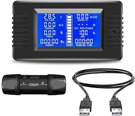 DollaTek Display LCD DC Monitor Batteria Batteria Amperometro voltmetro 0-200V per Auto Sistema Solare Camper