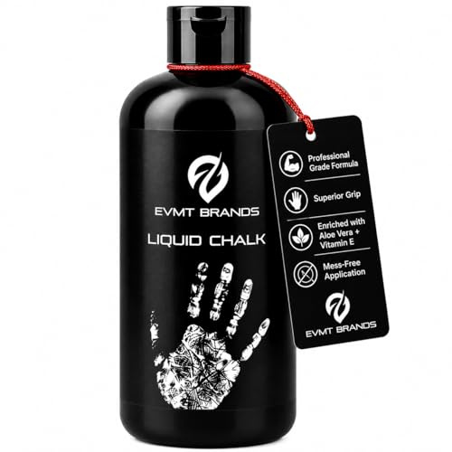 EVMT Brands Liquid Chalk, Mess Free Gym Chalk for Weightlifting, Gymnastics, Rock Climbing, Dancing. Sweat Resistant and Long Lasting for Stronger Grip. Package May Vary.
