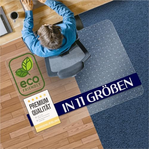Bodenschutzmatte aus PET - transparente Schutzmatte für Hartböden - 100% recyclebar - nachhaltige Bürostuhlmatte - vielseitige Unterlage als Bodenschutz für Büro und Zuhause - 150x200 cm