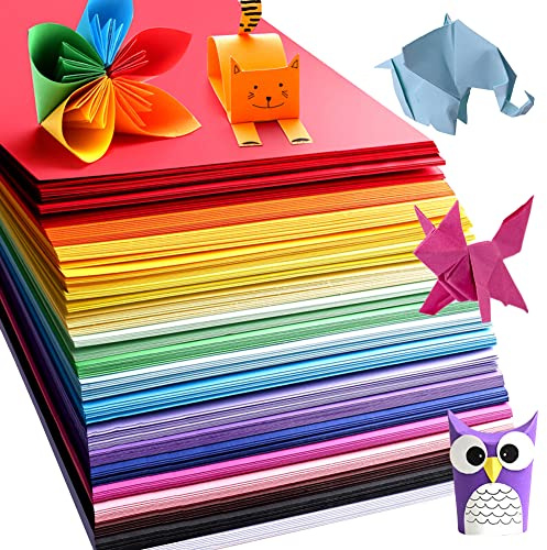 MIDUOLE Origami Paper, Pack of 200 Sheets - 20 Vivid Colors - Double Sided - 6 Inch Square, Easy Fold Paper for Kids Adult Beginners Training Arts & Crafts Projects.