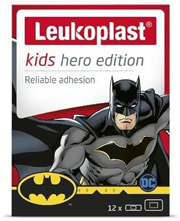 Leukoplast Kids Plasters Batman Hero Edition - Fun & Safe Healing with Water-Resistant, Latex-Free Children's Plasters - Assorted Multi-Pack (X1 Pack)