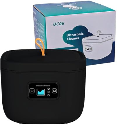 Ultraschallreiniger, Tragbar Ultraschallgerät für Zahnprothesen, 45000Hz, 110~220V, für Brillen Schmuck Uhren Zahnprothesen (Schwarz)