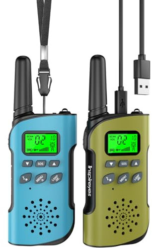 Inspireyes Walkie Talkie Kinder Aufladbar, 48 Stunden Arbeitszeit, 8 Kanäle 2-Wege-Radio, Geschenke für Jungen Mädchen, Outdoor Wandern Camping, 3-12 Jahre altes Spielzeug