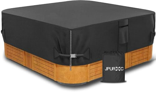 JPURXC Whirlpool Abdeckung/Hot tub Abdeckung, Schwerlast Reißfest 600D Oxford Spa Abdeckung für Whirlpool Wasserdicht, Winterfest UV-Beständiges - schwarz (200W×200D×85H cm)