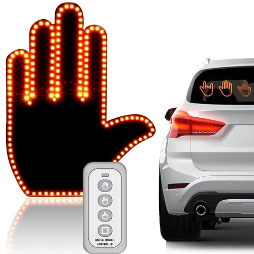 Pipihome Middle Finger LED Light for Car Back Window With Remote Control, Funny Gesture Light, Gadgets Accessories, Perfect Gifts for Men Women