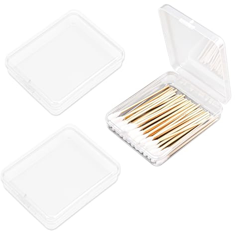 3-Piece Portable Travel Pad Holder - Bathroom Vanity Countertop Storage Organizer - Cotton Ball & Swab Dispenser - Transparent