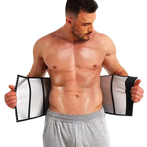 Weyot Fajas Reductoras Hombre Adelgazantes, Fajas Reductoras Abdomen Efecto Sauna, Cinturón De Sudor, Cinturón Lumbar Abdominal, Cinturón De Fitness Ajustable para Sudar Y Hacer Deporte,2XL,Silver