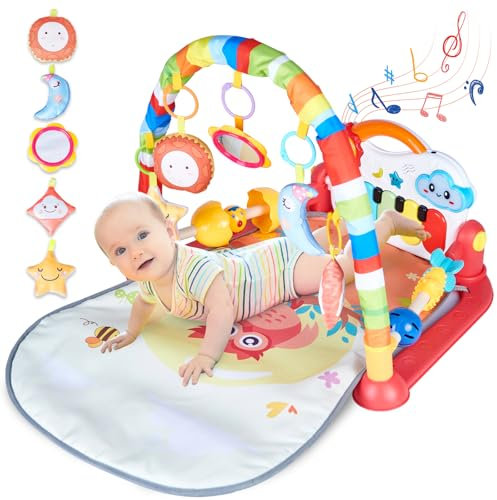 WYSWYG Baby Spielmatte & Gym,Monate Kleinkind Puzzle Spielzeug Spieldecke - Kick Piano Matte - Rot