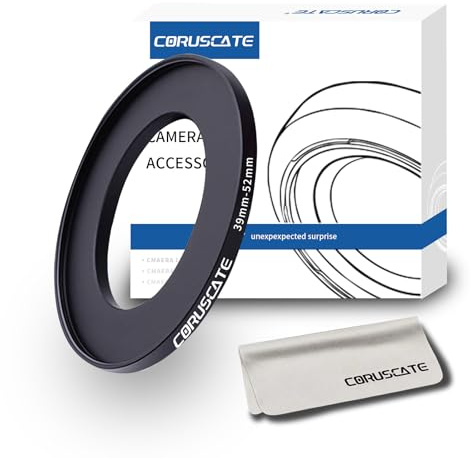 39mm a 52mm Adattatore obiettivo della fotocamera,cambiare il filtro o la dimensione dell'obiettivo 39mm a 52mm.Compatibile 52mm Accessori per fotocamere+1 panno per la pulizia delle lenti