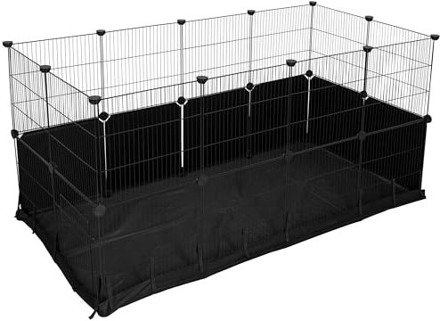 Kerbl Pet Indoor Gehege Hoppla, schwarz, 144x72x72 cm, Kleintiergehege, Laufstall, Metall pulverbeschichtet, Nager, Kaninchen, Hasen