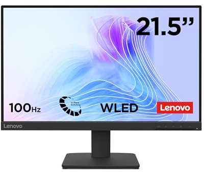 Lenovo L22-4e - FHD 21.5 Monitor (IPS, 1920x1080, Refresh Rate 100Hz, 4ms Response Time, HDMI 1.4, VGA, VESA 100 x 100 mm) Tilt Stand, Raven Black