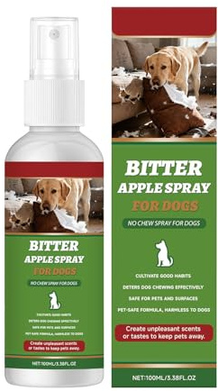 Djowyh Spray amer pour chiens - 100 ml - Spray pour correction du comportement - Spray pour chien contre le comportement de mastication - Pour terrasse, tapis d'extérieur, poubelle, décoration