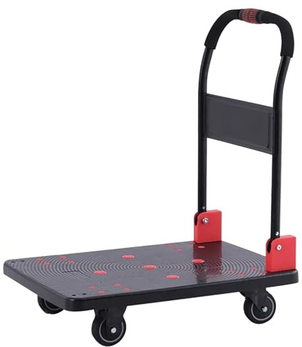 Carrello pieghevole resistente con ruote girevoli a 360°, carrello multiuso portatile per riporre e trasportare – versatile portapacchi nero e carrello mobile