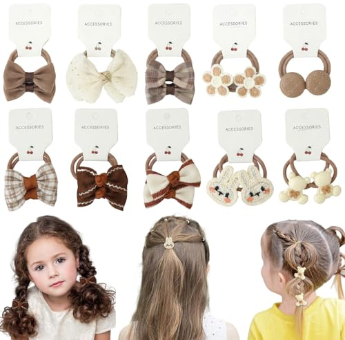Juego de 20 gomas para el pelo de niña, lazos elásticos para el cabello | coleteros para niñas | gomas pequeñas | cintas para el pelo | gomas de bebé sin metal para coletas (Estilo B)
