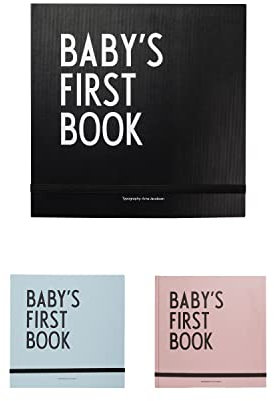 Design Letters Baby’s First Book (Schwarz) - Behalten Sie die Erinnerungen an das erste Jahr Ihres Kindes bei, einschließlich Umschlägen und Meilensteinkarten & mehr, Nordische Design, L: 25 x B: 25cm
