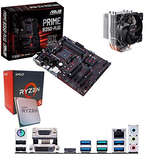 Components4All AMD Ryzen 5 1600X 3.6Ghz (Turbo 4.0Ghz) Six Core Twelve Thread CPU, ASUS Prime B350-PLUS Motherboard, BeQuiet Pure Rock Slim CPU Cooler Pre-Built Bundle NO RAM