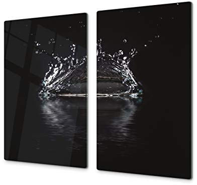 Planche de cuisine en VERRE trempé – Planche à découper en verre – Couvre-plaques de cuisson – UNE PIÈCE (60x52 cm) ou DEUX PIÈCES (30x52 cm chacune);D02 Série Eau: Eau 2