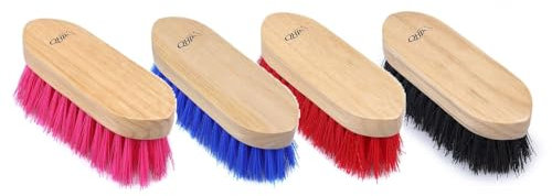 netproshop Pferdebürste Wurzelbürste mit Festen Farbigen Borsten und Holzgriff, Farbe:Pink