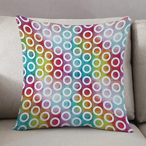 Kissenbezug 50 x 50 cm,Geometrische Kreis Dekor, Digitale ovale Bänder auf lebendigen Hintergrund,Dekor Kissenhülle Kissenbezüge mit Verstecktem Reißverschluss, Couchkissen,Sofakissen Kopfkissenbezug