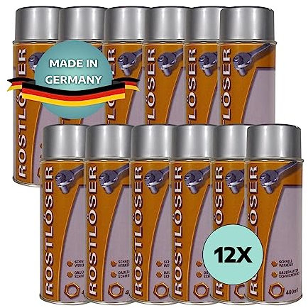 AWOTEX 12 x Rostlöser Spray 400 ml I Rostentferner Metall u.v.m. mit MOS-2 Öl I Rust Remover gegen Quietschen & Knarren I Oxidations- & Korrosionsschutz I Entroster Spray für Fahrrad & Co.
