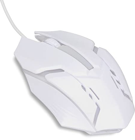 VBESTLIFE Kabelgebundene Gaming-Maus mit RGB-Hintergrundbeleuchtung, 1600 DPI, 3D-Scrollrad, PC-Gaming-Mäuse für Win10, Win 8, Win 7, Win Vista oder Win XP (Weiss)