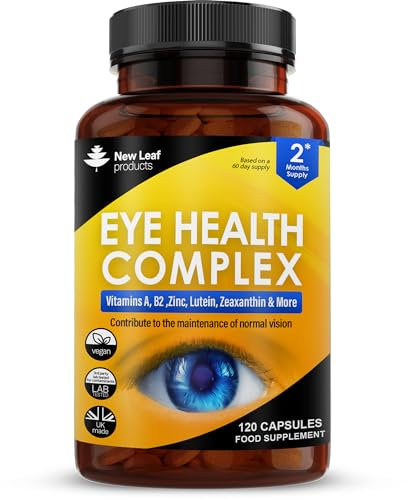 Lutein Supplement for Eyes - Lutein and Zeaxanthin Supplement enriched with Vitamin A, B2 which Supports Normal Vision & Zinc Eye Vitamins - Made in The UK Lutein Eye Health Complex by New Leaf