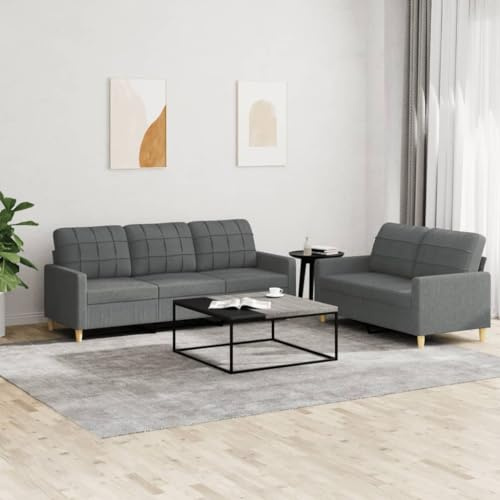 Homgoday Soffset i 2 delar med dynor, gästsoffa, loungesoffa med ryggstöd, stoppad soffa för vardagsrum,sovrum och kontor, med mörkgrått tyg