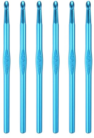 sourcing map Aluminum Crochet Hook 7mm Knitting Needles for DIY Craft Yarn Blue 6Pcs