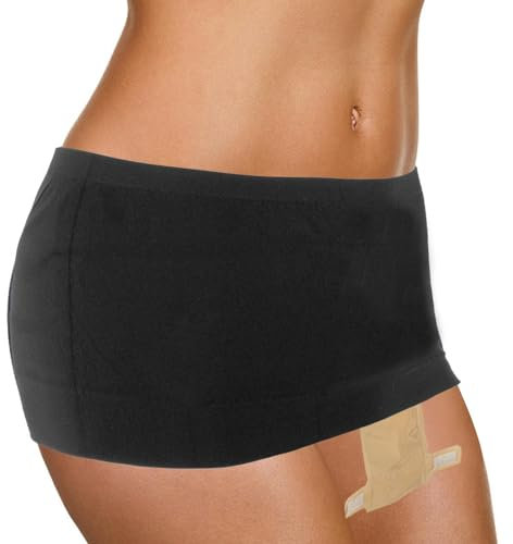Adfuenom Vêtements de soutien pour stomie / hernie, couverture de sac de stomie, ceinture de stomie furtive, ceinture de soutien pour stomie pour femme, sac de stomie accessoire de stomie (noir