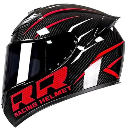 Casco Integrale, Casco Da Moto Certificato ECE 22.06 E Casco Da Scooter Con Doppia Visiera Per Donna, Uomo E Adulto, Casco Da Moto, Visiera Trasparente, Nero B3,L/(57~85cm)