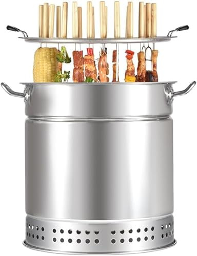 Parrilla portátil para ahumar carbón, diseño de barril vertical para barbacoa sin humo, ideal para acampar al aire libre y uso en interiores