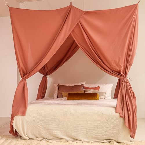 Dosel Rosa para Cama Doble | Mosquitera Rectangular Tamaños | Dosel de Cama para Adolescentes & Adultos | Cama con Dosel para Dormitorio