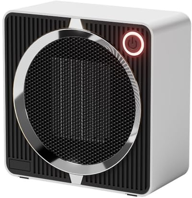 Termoventilatore Basso Consumo 500W, Stufetta Elettrica Portatile PTC Ceramica, Scaldabagno Elettrico Silenzioso, Riscaldamento Veloce, Protezione da Surriscaldamento e Ribaltamento, per Ufficio/Casa