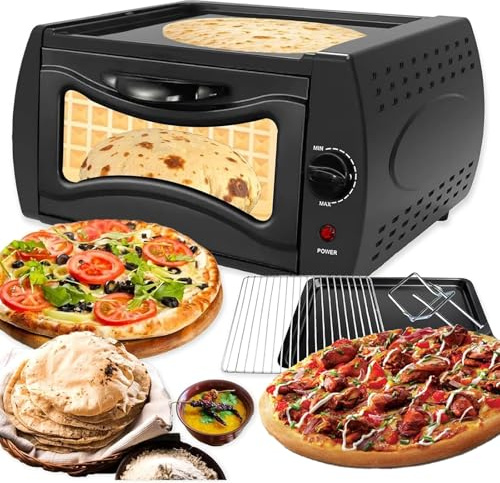 Elektrisk pizzaugn inomhus tandougn, 15 l bänkskiva pizzamaskin med disk och klämma, temperaturkontroll 50–400 °C, för Chapati, Roti, Lahmacun, Manakish, Naan bröd