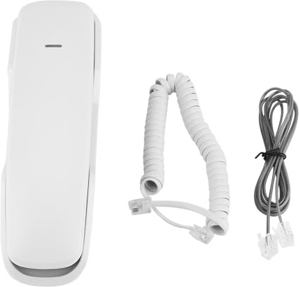 Teléfono básico con Cable para Montar en la Pared, no Requiere alimentación de CA, teléfono Fijo Delgado con Cable para Personas Mayores, Escritorio, teléfono (Blanca)