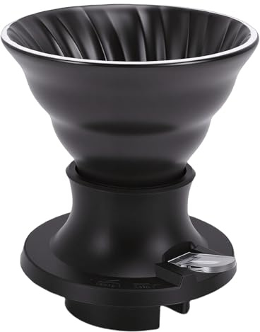 MAVIS LAVEN Ceramic Pour Over Coffee Dripper, Heat Proof Immersion Coffee Maker with Built in Switch Valve, for Home Office Travel (Black)