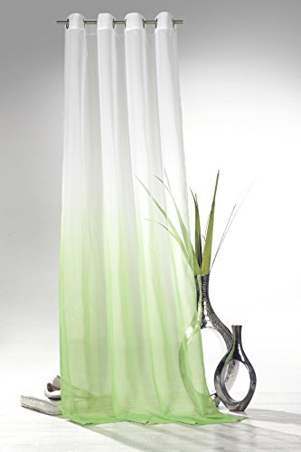 heimtexland ® Ösenschal mit Farbverlauf in hellgrün HxB 245x135 cm Voile transparent - ÖKOTEX - Gardine Vorhang Dekoschal grün Typ501
