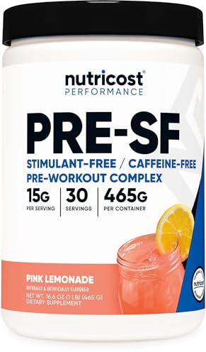 Nutricost Stim-Free Pre-Workout, 30 Servings (Pink Lemonade) - Caffeine Free, Stimulant Free, Non-GMO, Gluten Free