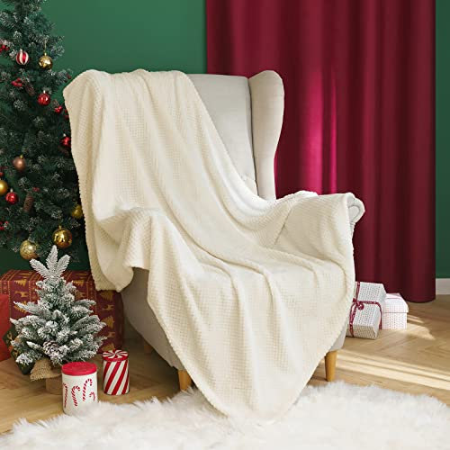 MIULEE Kuscheldecke Granulat Fleecedecke Flanell Decke Weich Flauschig Einfarbig Wohndecken Couchdecke Sofadecke Blanket für Bett Sofa Schlafzimmer Büro, 125x150 cm Cremeweiß